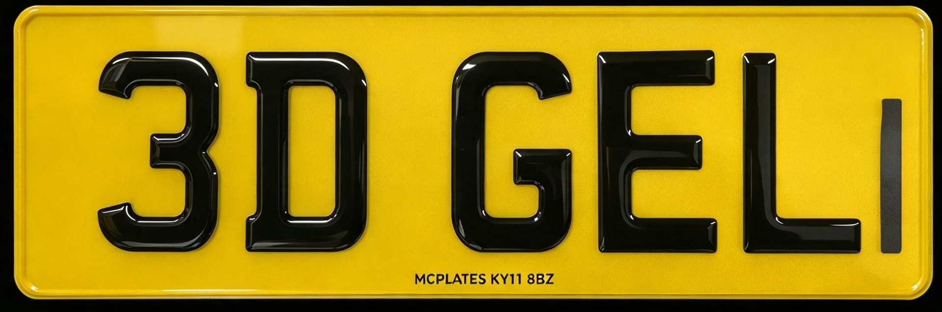 3D Gel number plate with raised domed resin letters