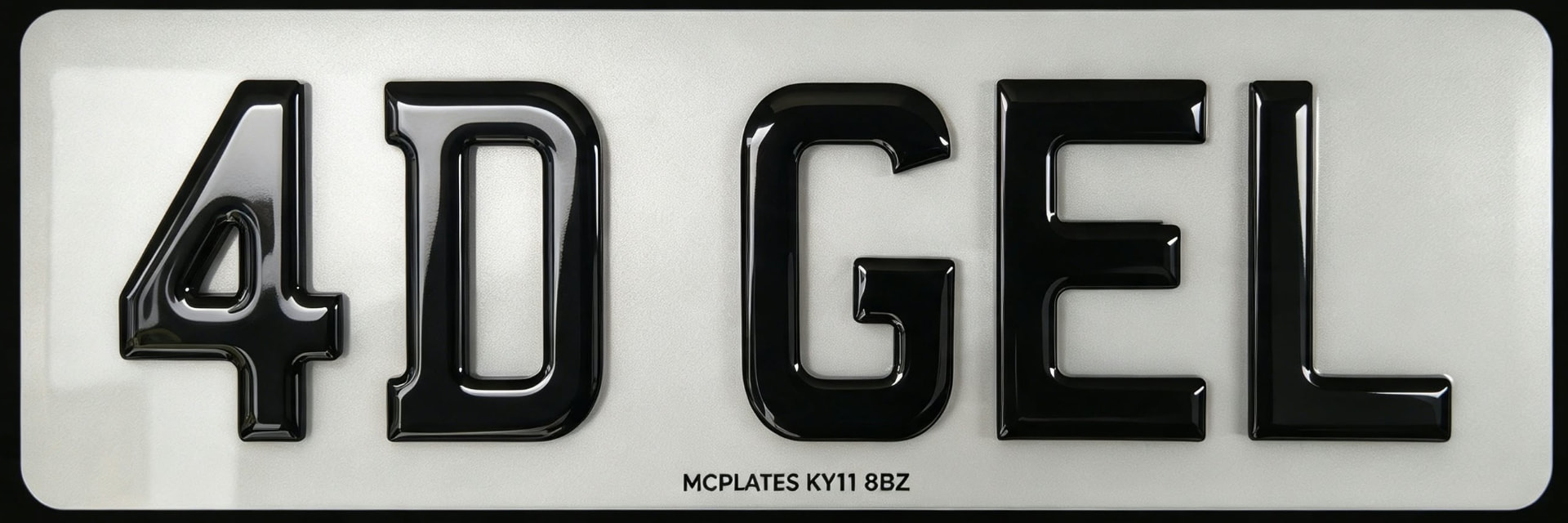 4D Gel number plate with solid acrylic letters