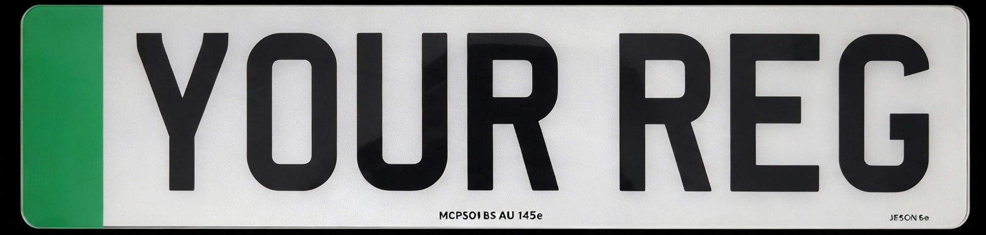 Standard number plate with green EV strip