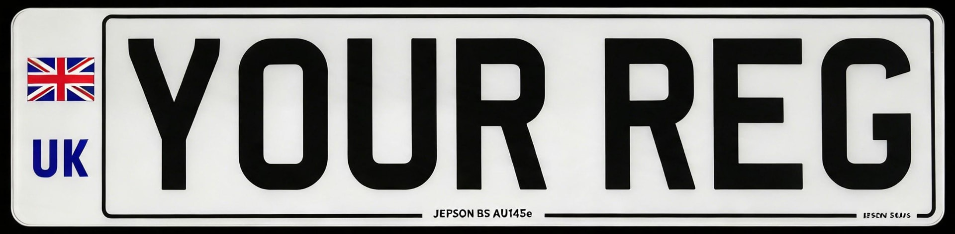 White standard front number plate